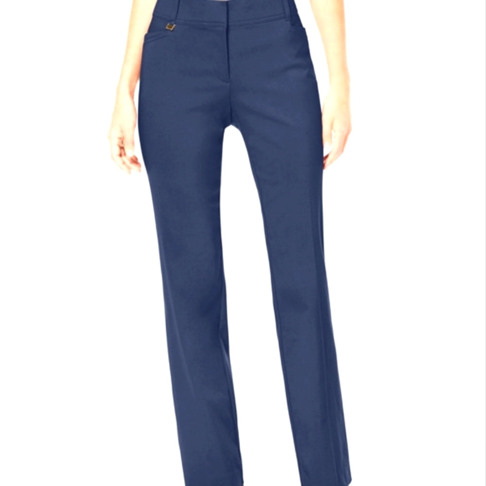 J M Collection Navy Classic curvy fit straight leg pants